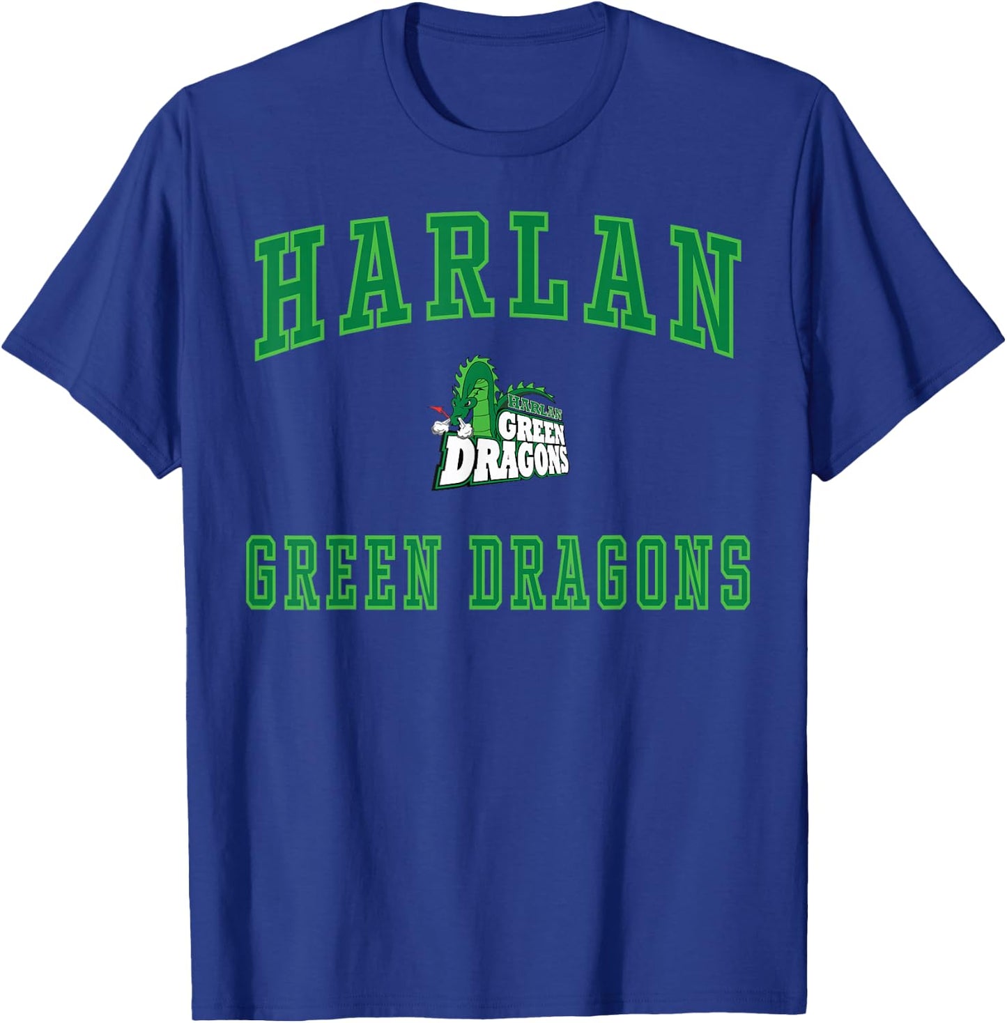 Harlan High School Green Dragons C1 T-Shirt - T-Shirt | Royal