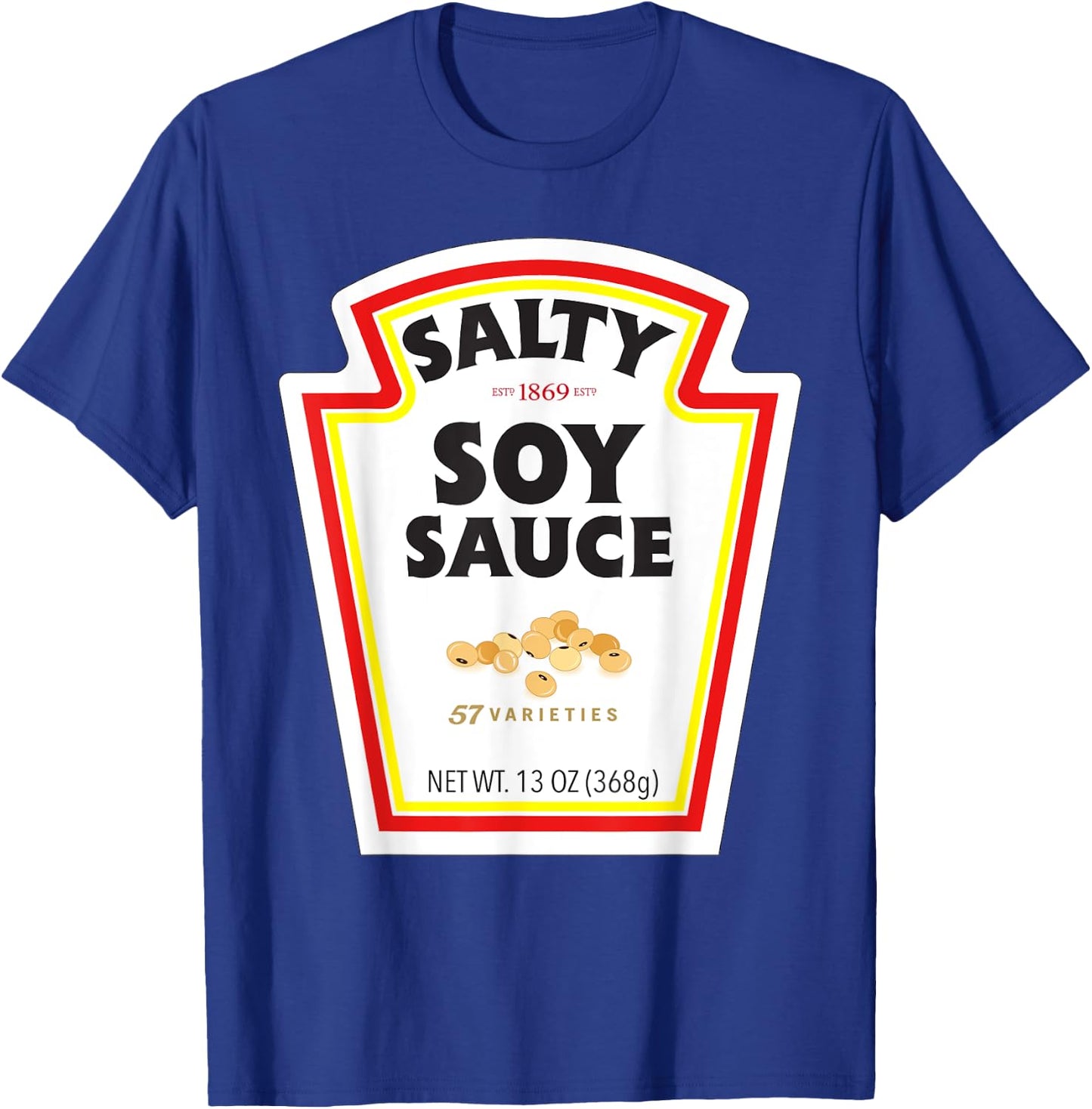 Halloween Matching Costume Salty Soy Sauce Bottle Label T-Shirt - T-Shirt | Royal