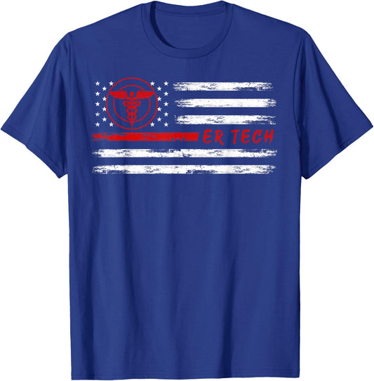 ER Tech US Flag Emergency Room Technologists ,ER Technicians T-Shirt - T-Shirt | Royal