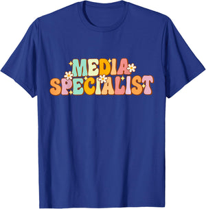 School Librarian Library Squad Groovy Media Specialist T-Shirt - T-Shirt | Royal