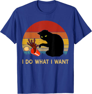 I Do What I Want Funny Black Cat Gifts Men Vintage T-Shirt - T-Shirt | Royal