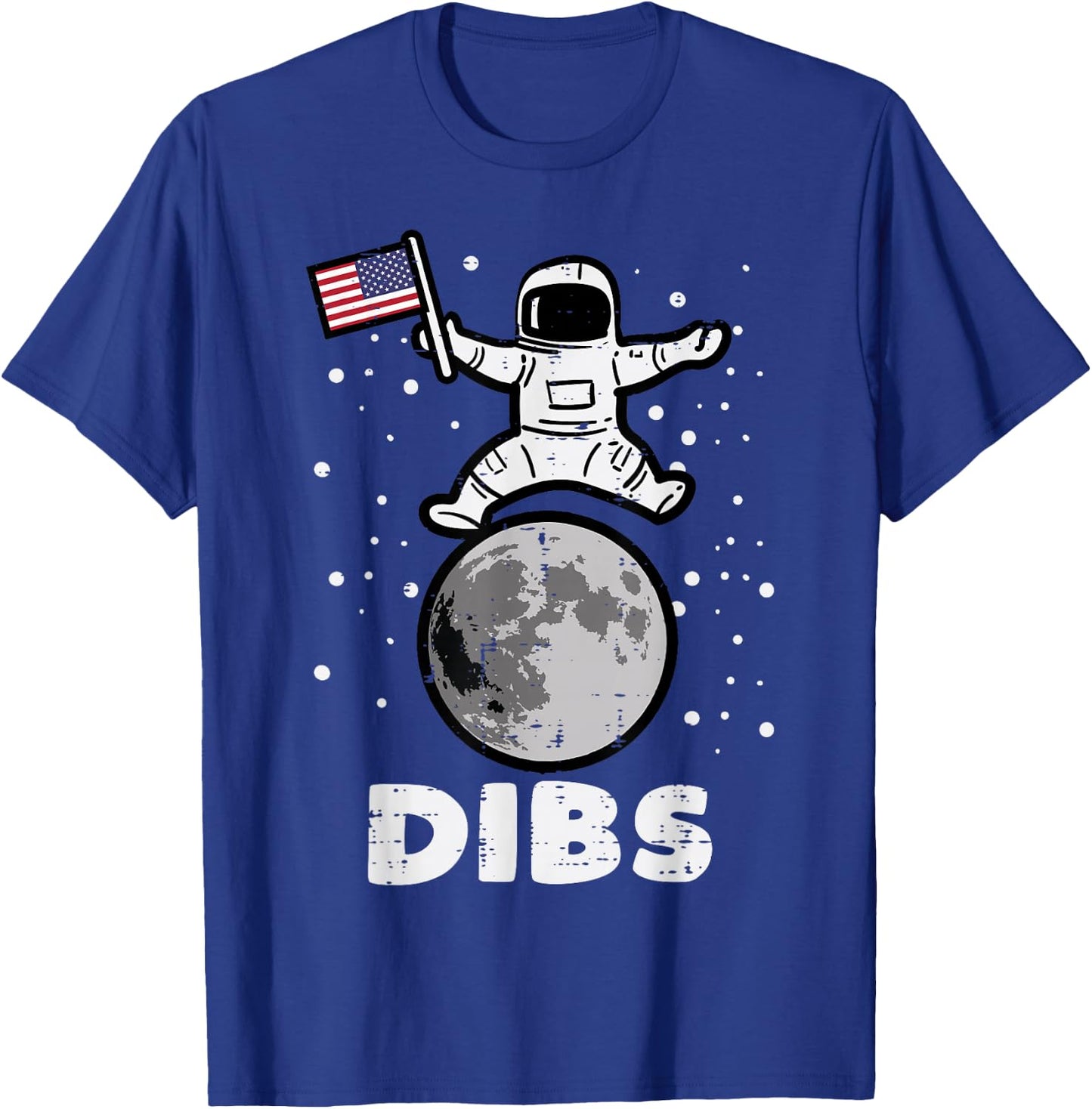 4th July Astronaut Dibs Moon US Flag America Men Women Kids T-Shirt - T-Shirt | Royal