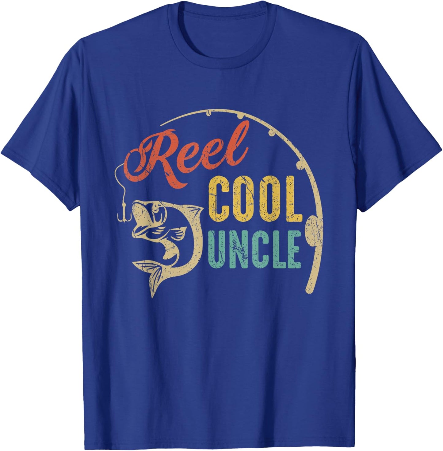 Fathers Day Shirt Vintage Fishing Reel Cool Uncle T-Shirt - T-Shirt | Royal
