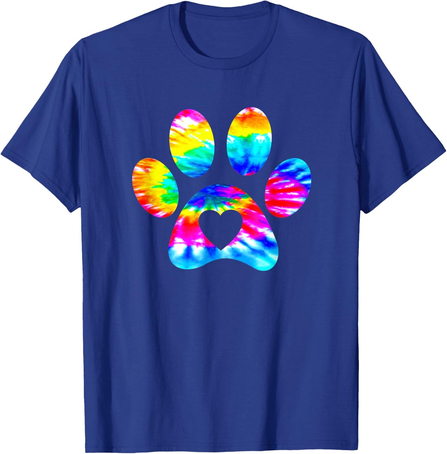 Dog Paw Heart Print Tie Dye for Dog Mom or Cat Mom T-Shirt - T-Shirt | Royal
