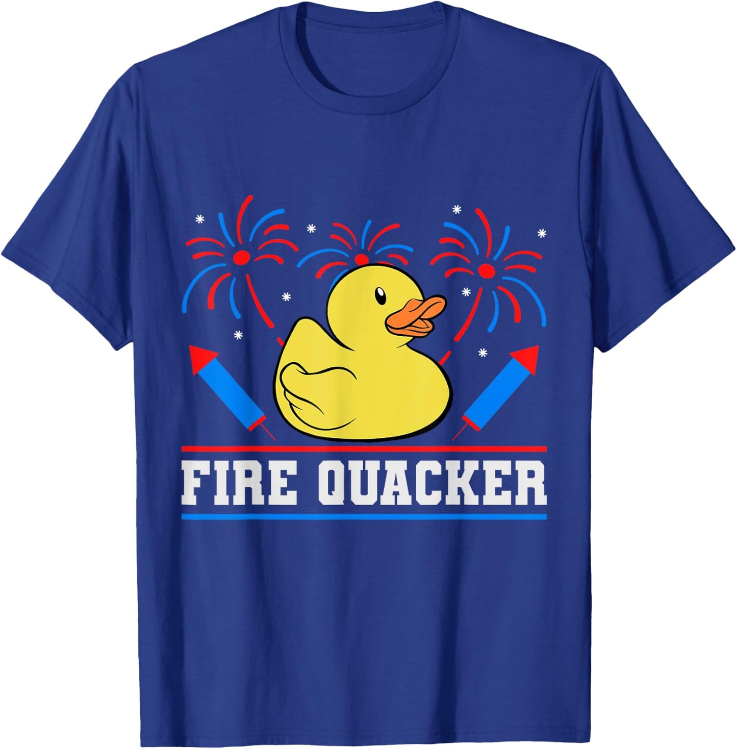 Fire Quacker Rubber Duck 4th Of July Firework T-Shirt - T-Shirt | Royal