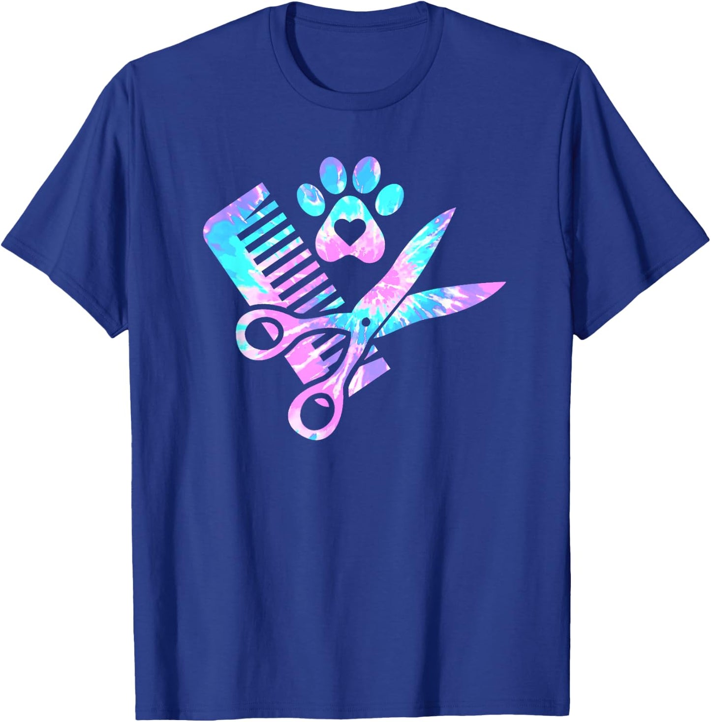 Dog Groomer Tie Dye Dog groomers Matching team T-Shirt - T-Shirt | Royal