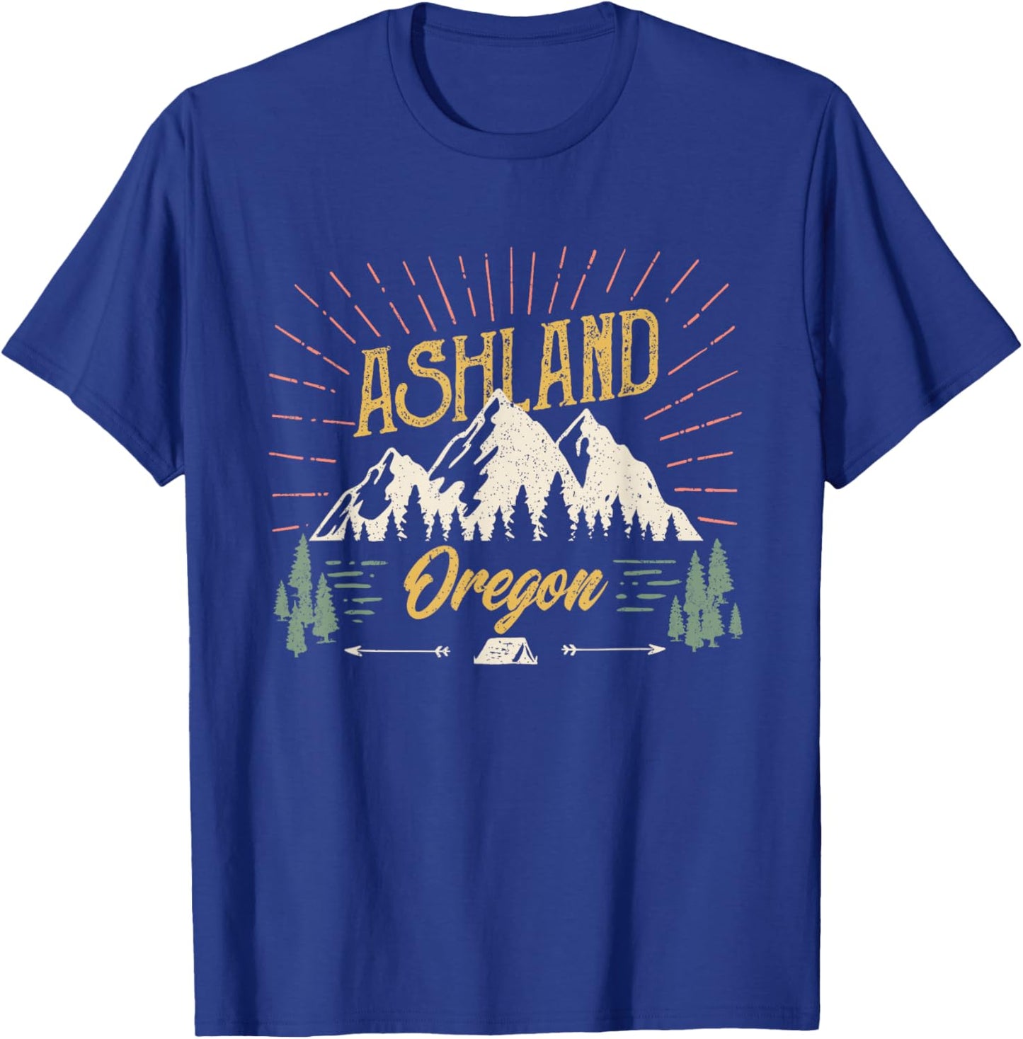 Vintage Ashland Oregon Mountain Outdoors Hiking T-Shirt - T-Shirt | Royal