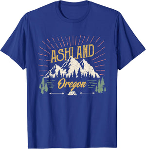 Vintage Ashland Oregon Mountain Outdoors Hiking T-Shirt - T-Shirt | Royal