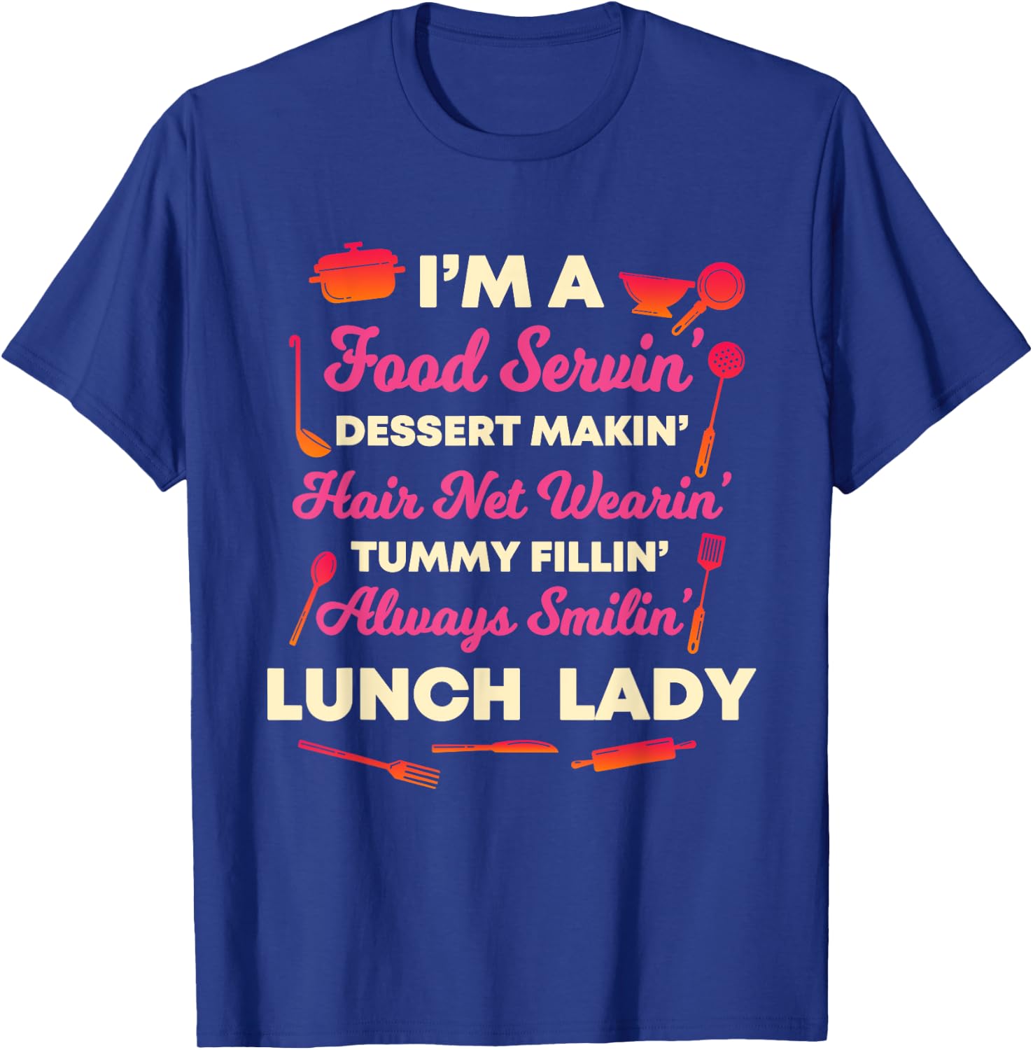 Lunch Lady Cafeteria Crew School Food Service Worker Aide T-Shirt - T-Shirt | Royal