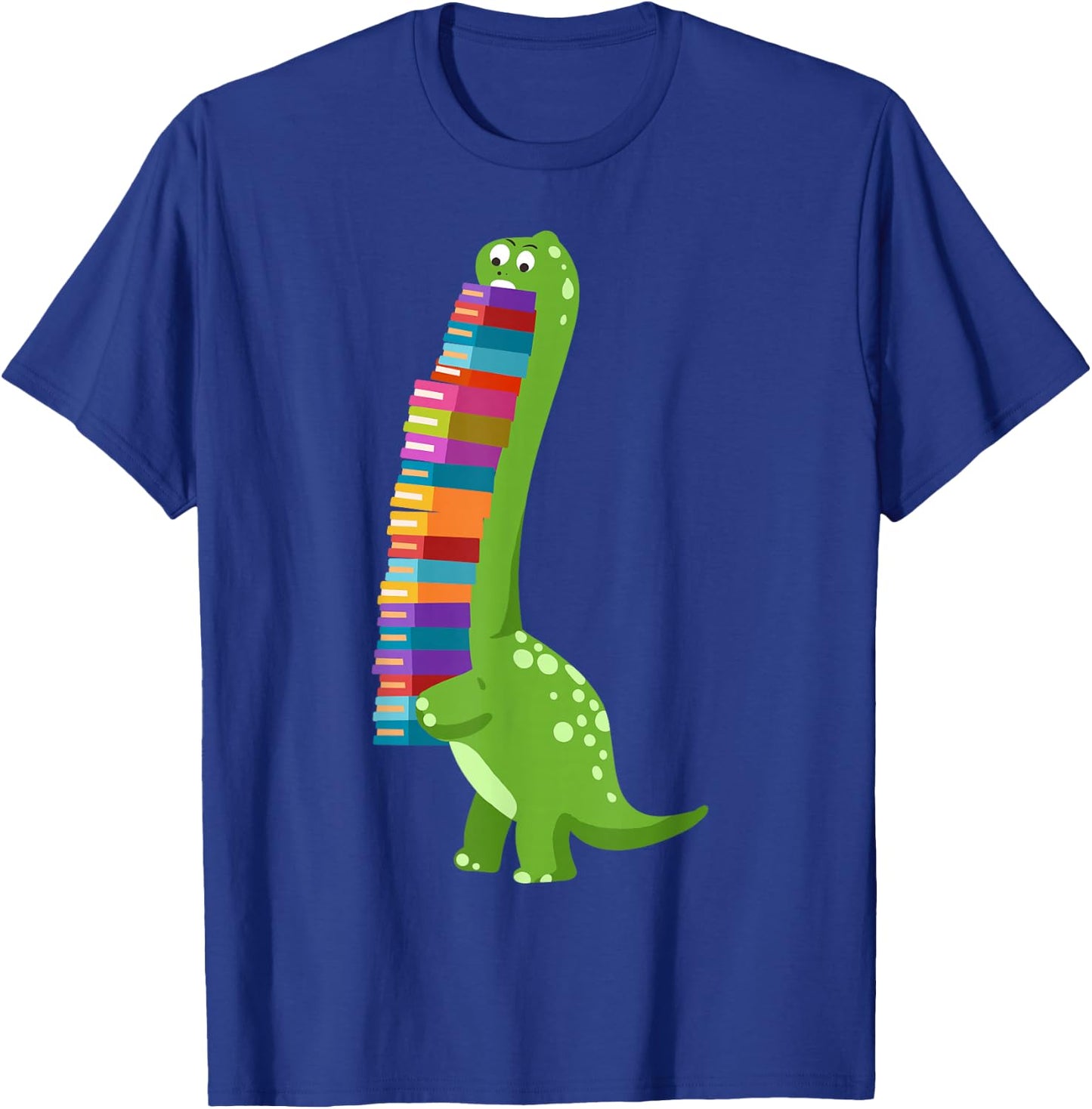 Teachersaurus Dinosaur Teacher Shirt Dino Reading Book T-Shirt - T-Shirt | Royal