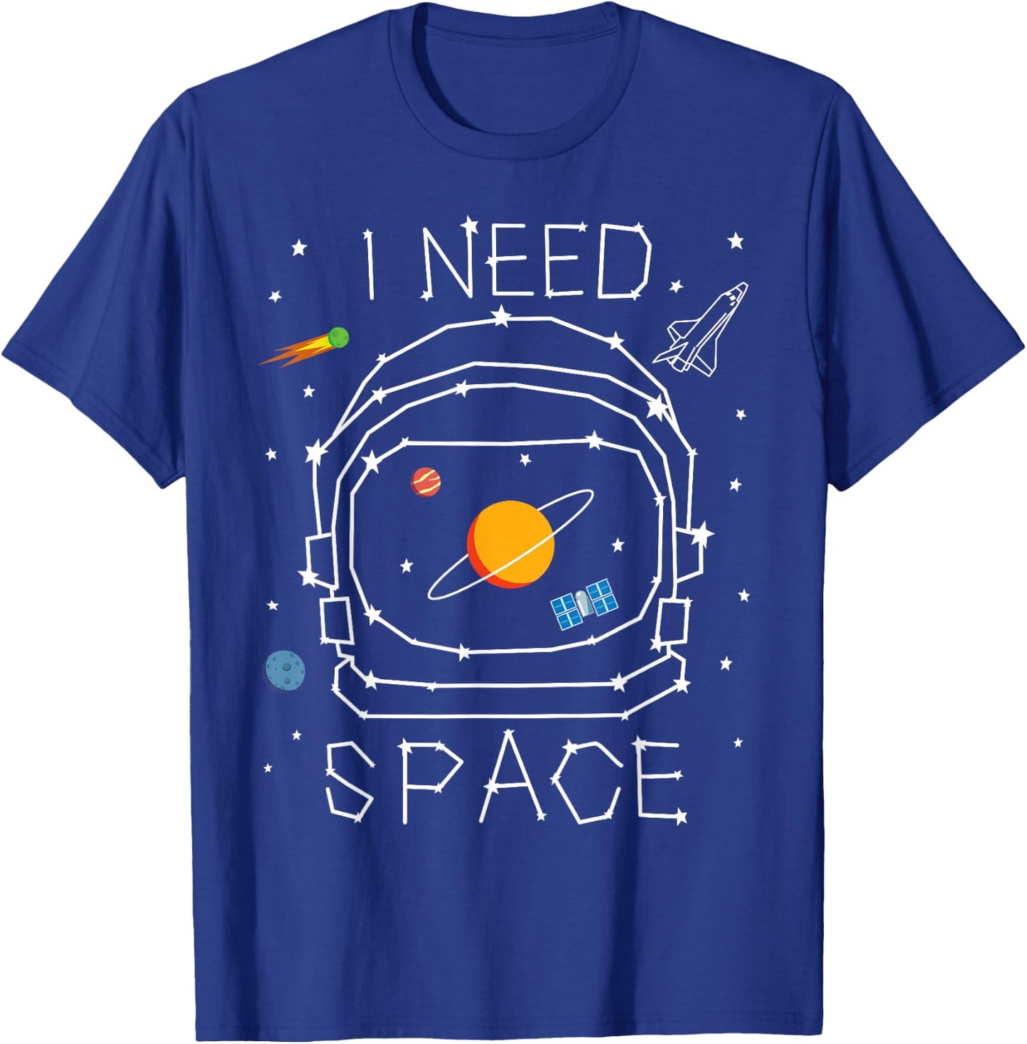I Need Space Astronaut Helmet Solar System Astronomy Planets T-Shirt - T-Shirt | Royal