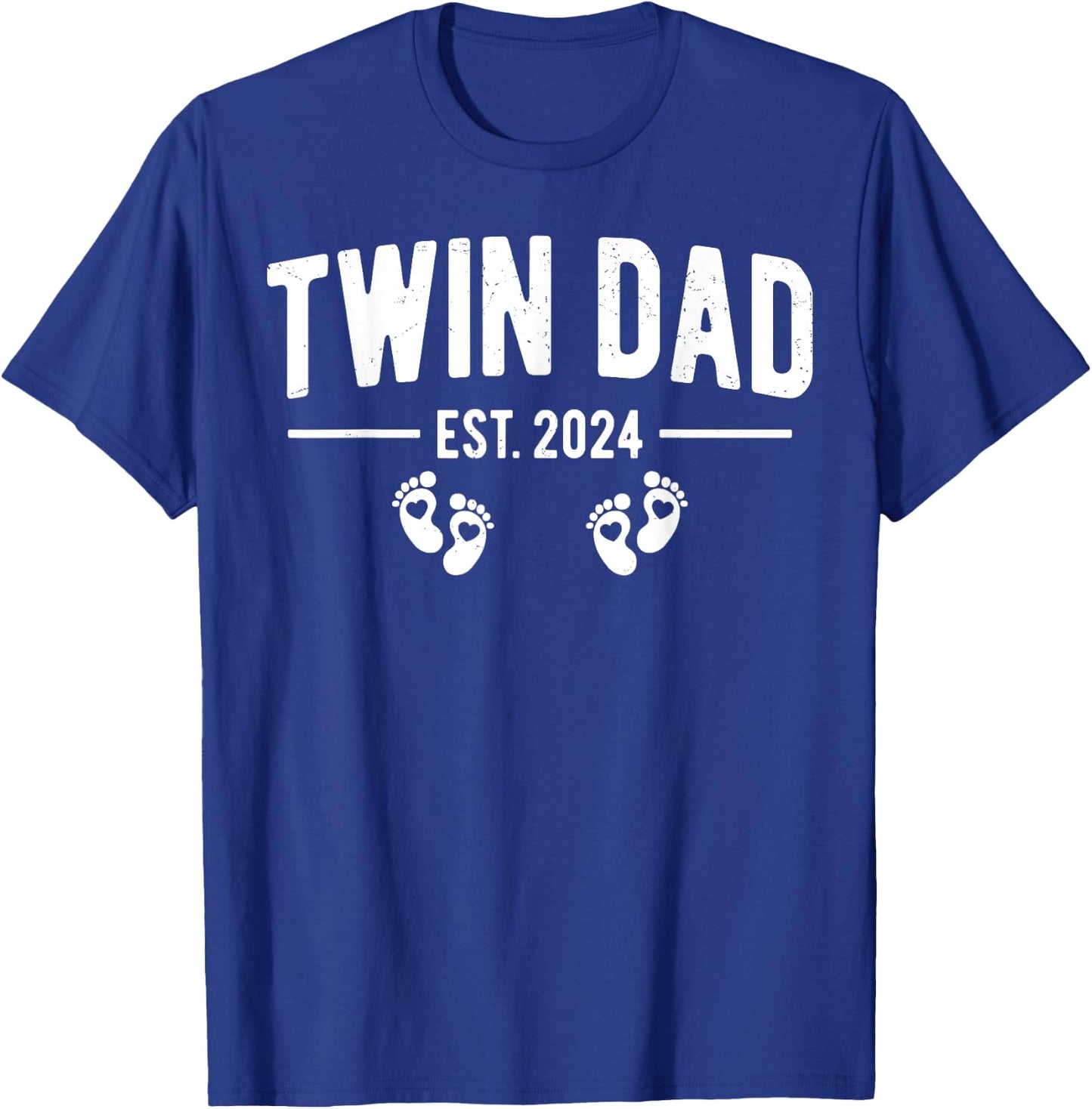 Twin Dad Est. 2024 Father of Twins New Daddy Father's Day T-Shirt - T-Shirt | Royal