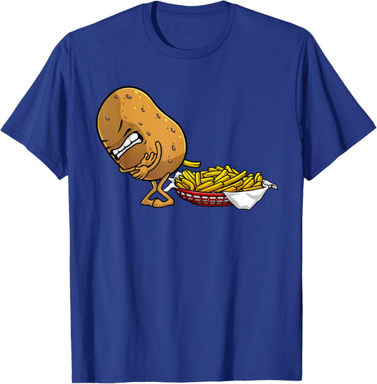 Funny French Fries Designs Women Potato Food Eaters Small T-Shirt - T-Shirt | Royal