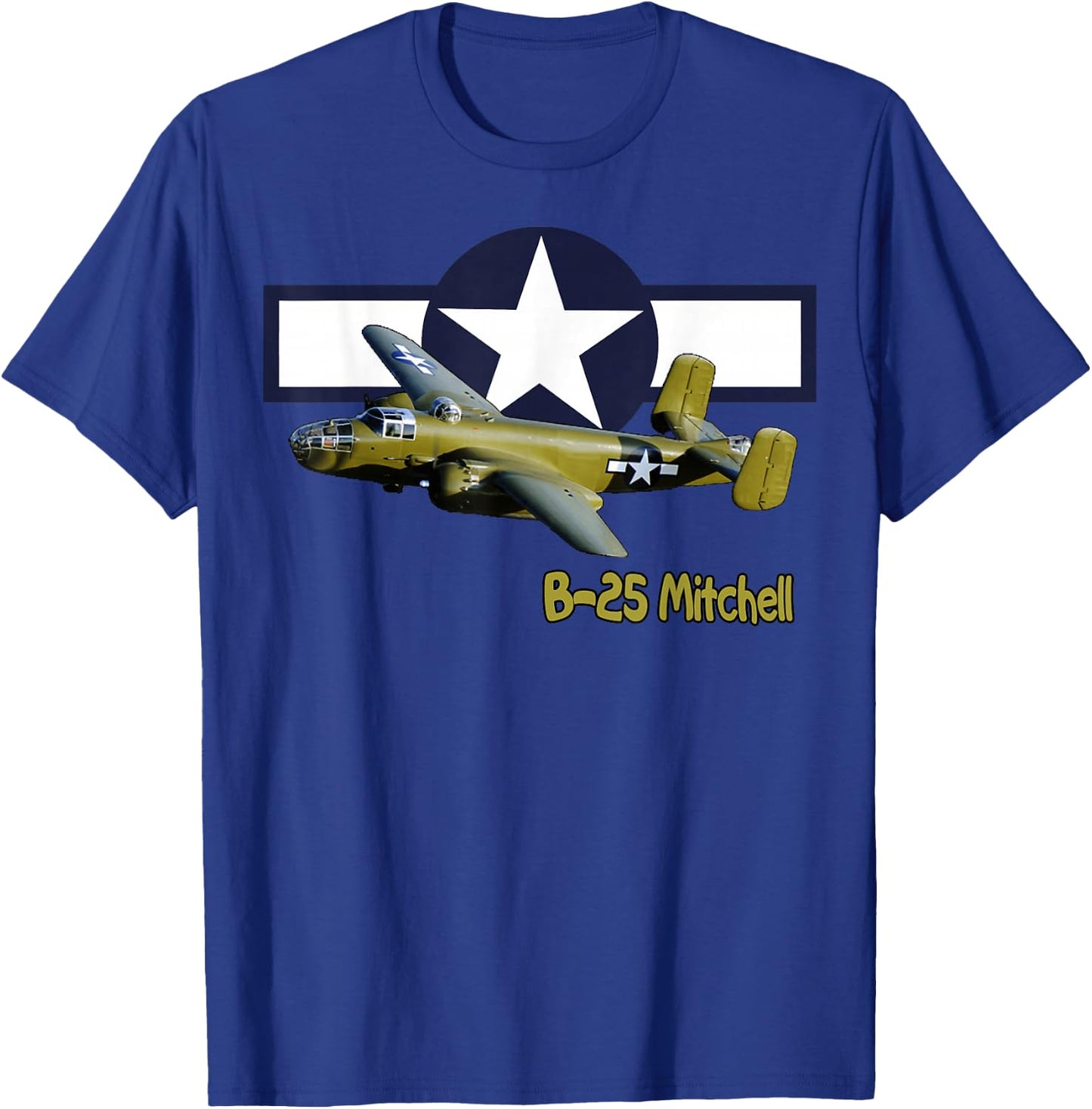 WW2 American B25J Mitchell Bomber Warplane Wings Wargamers T-Shirt - T-Shirt | Royal