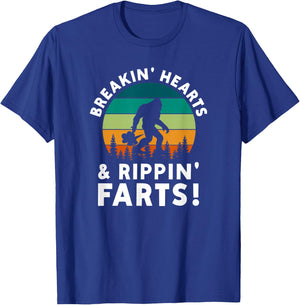 Breakin Hearts Rippin Farts Bigfoot Squatchy Sasquatch T-Shirt - T-Shirt | Royal
