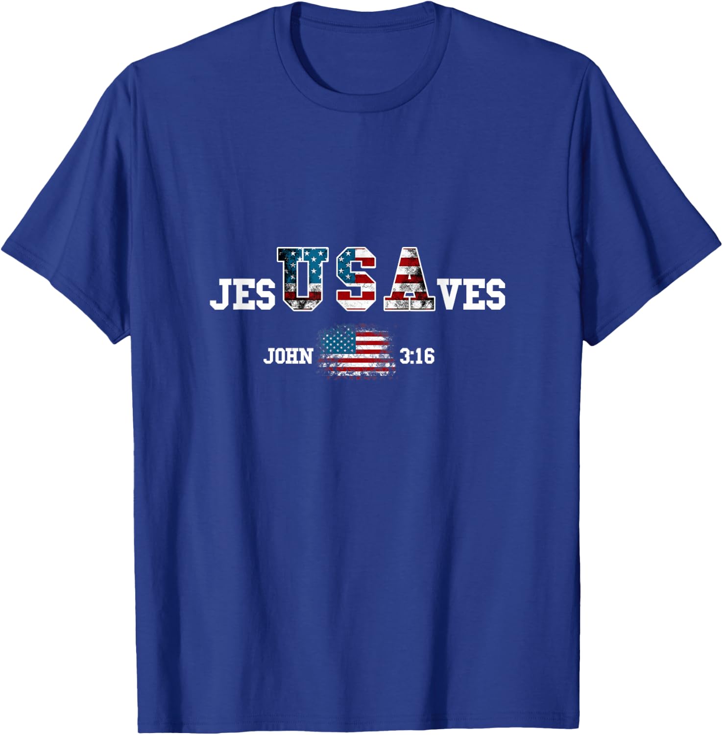 Jesus Saves USA American Flag Patriotic Christian T-Shirt - T-Shirt | Royal