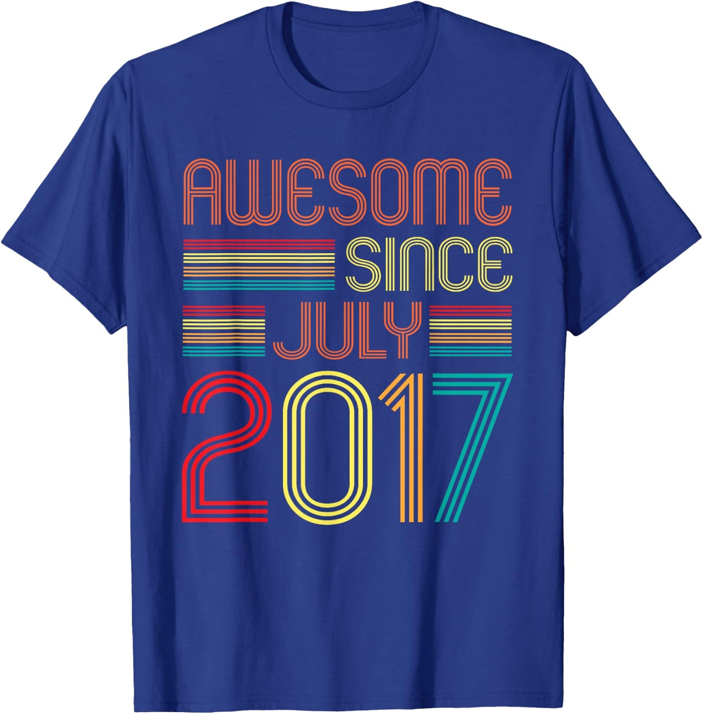 Awesome Since July 2017 Vintage 8th Birthday 8 Years Old T-Shirt - T-Shirt | Royal