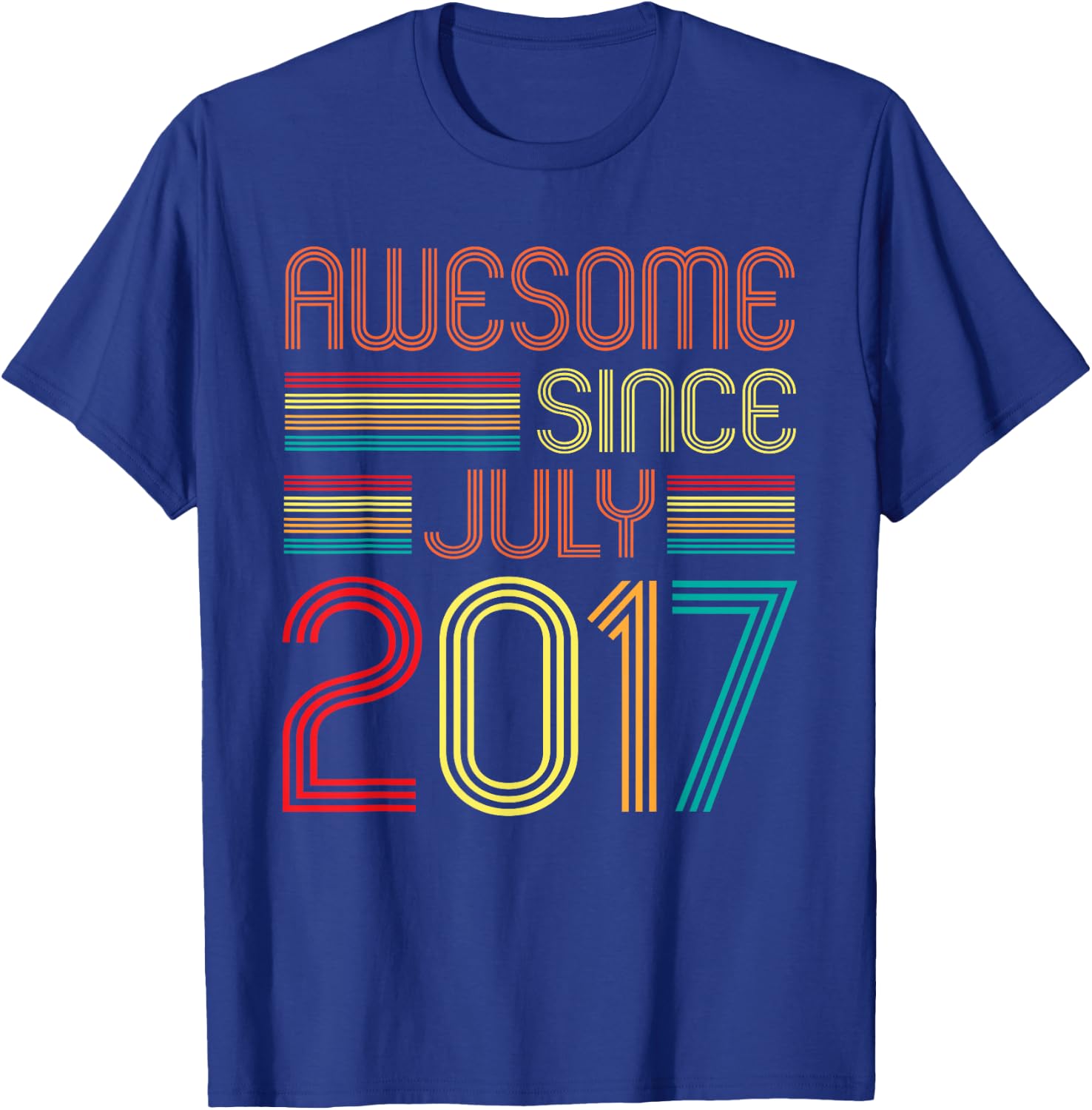 Awesome Since July 2017 Vintage 8th Birthday 8 Years Old T-Shirt - T-Shirt | Royal