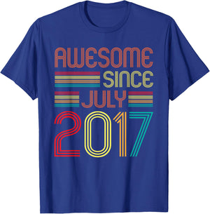 Awesome Since July 2017 Vintage 8th Birthday 8 Years Old T-Shirt - T-Shirt | Royal