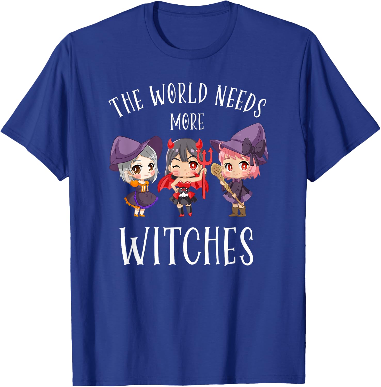 Chibi Anime Girls Witches Costume Funny Kawaii Halloween T-Shirt - T-Shirt | Royal