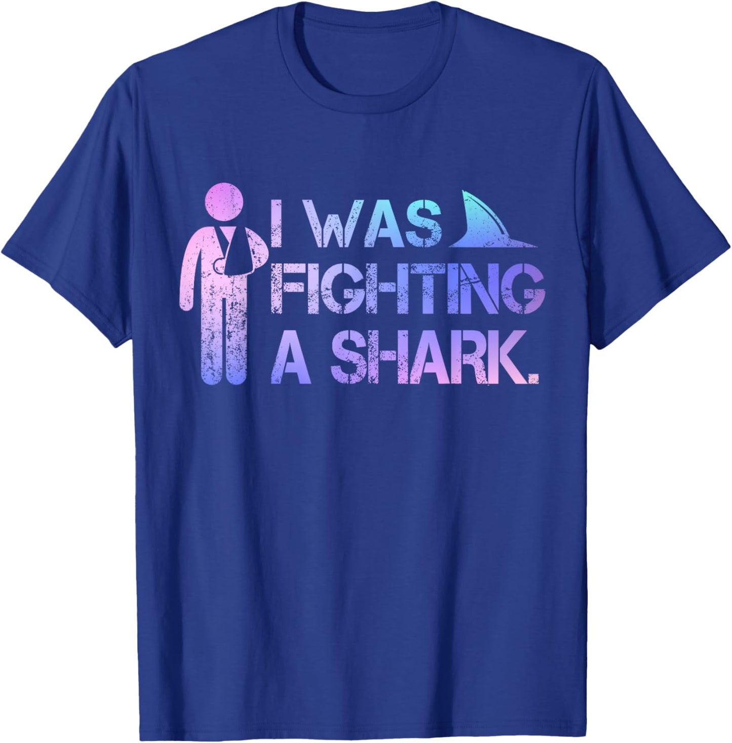 I Was Fighting A Shark Arm Surgery Funny Broken Arm Boys Men T-Shirt - T-Shirt | Royal