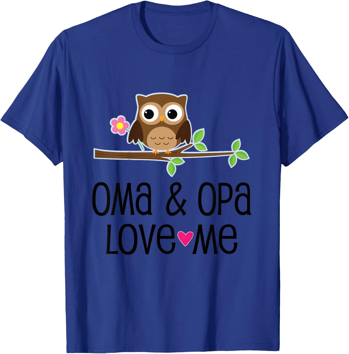 Kids Oma and Opa Love Me Grandchild Owl T-Shirt - T-Shirt | Royal