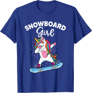 unicorn Snowboarding Skiing Dabbing unicorn Snowboard girl T-Shirt - T-Shirt | Royal