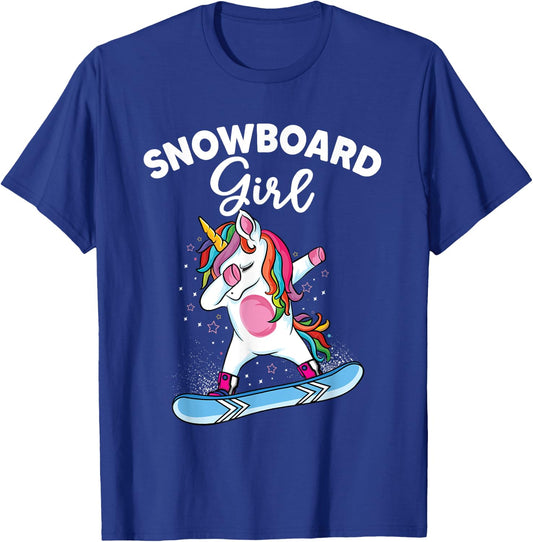 unicorn Snowboarding Skiing Dabbing unicorn Snowboard girl T-Shirt - T-Shirt | Royal