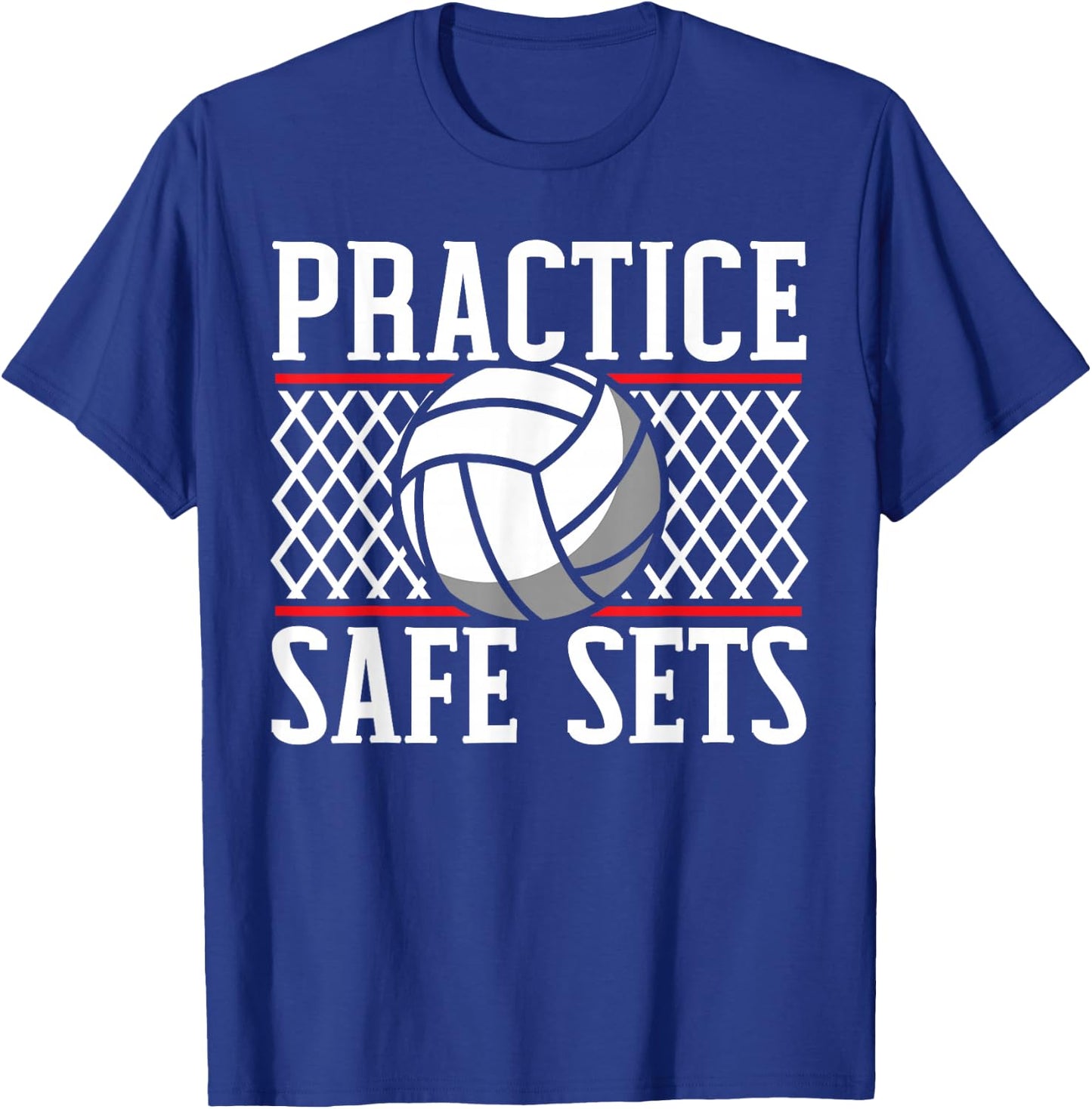 Practice Safe Sets Volleyball Player Coach Gameday T-Shirt - T-Shirt | Royal