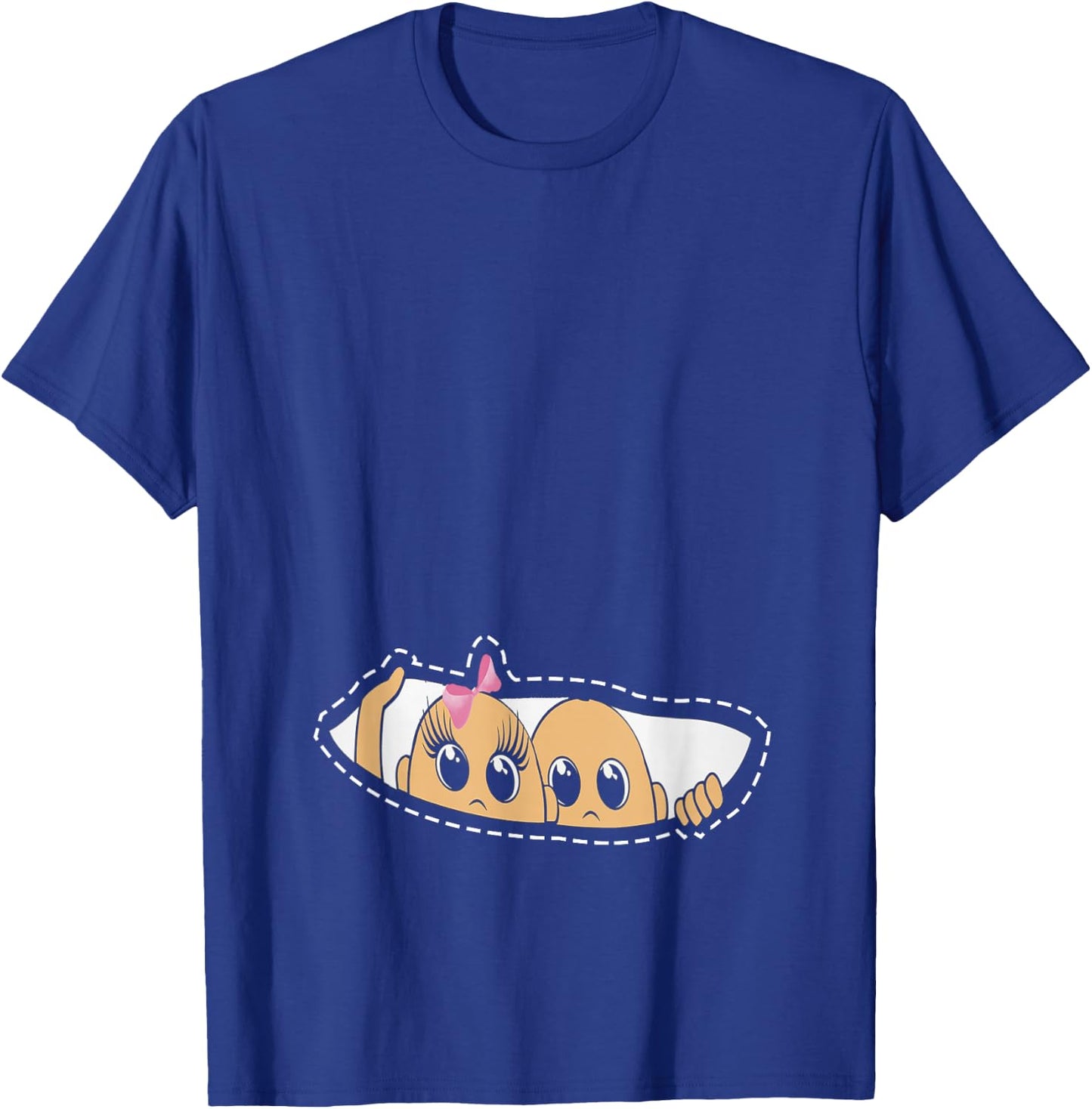 Twin Pregnancy Peeking Boy And Girl Mom To Be Gifts T-Shirt - T-Shirt | Royal