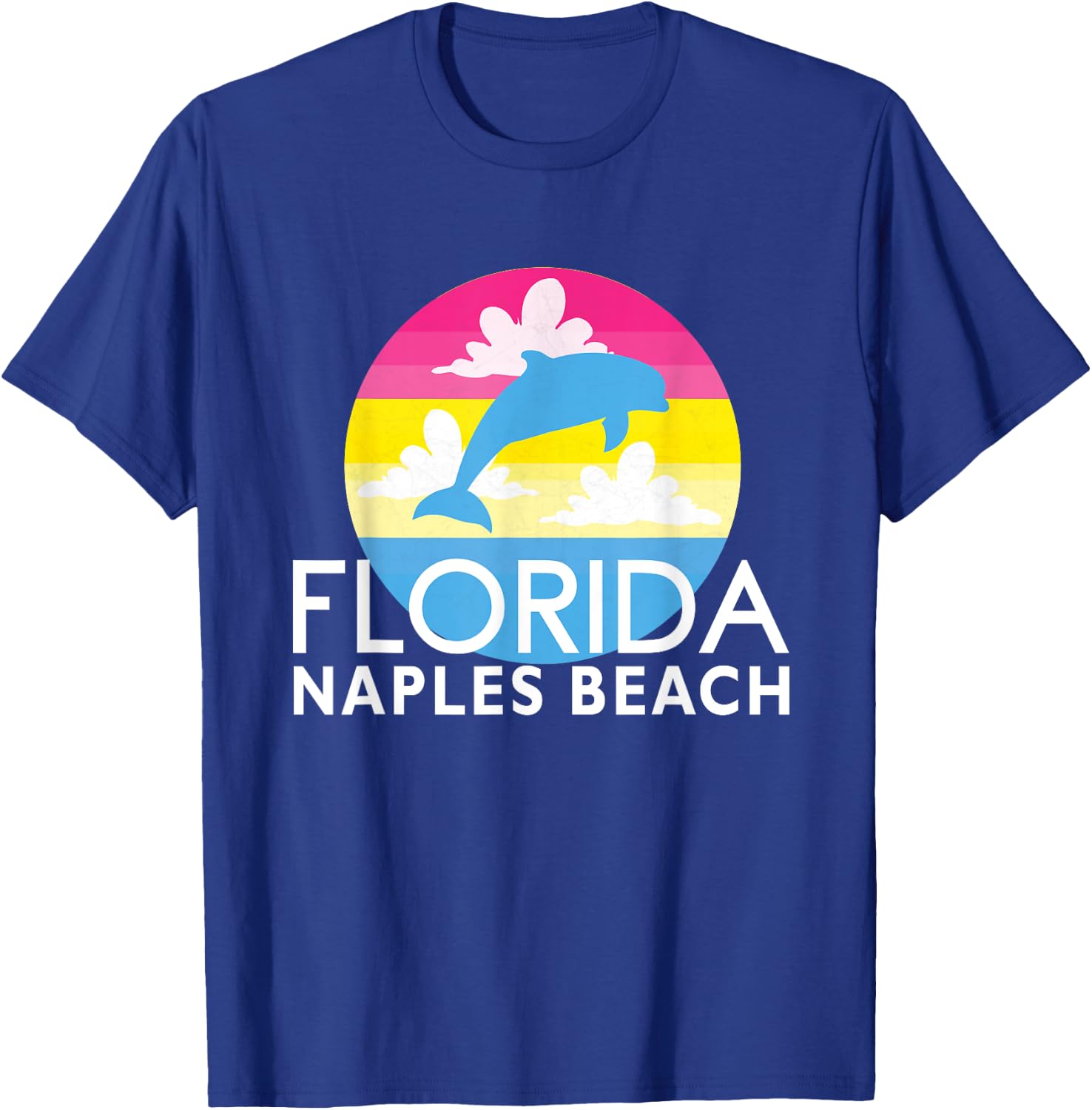 Pink Dolphin Sunset Naples Beach FL Dolphin Naples Florida Men Women Girls Kids T-Shirt - T-Shirt | Royal