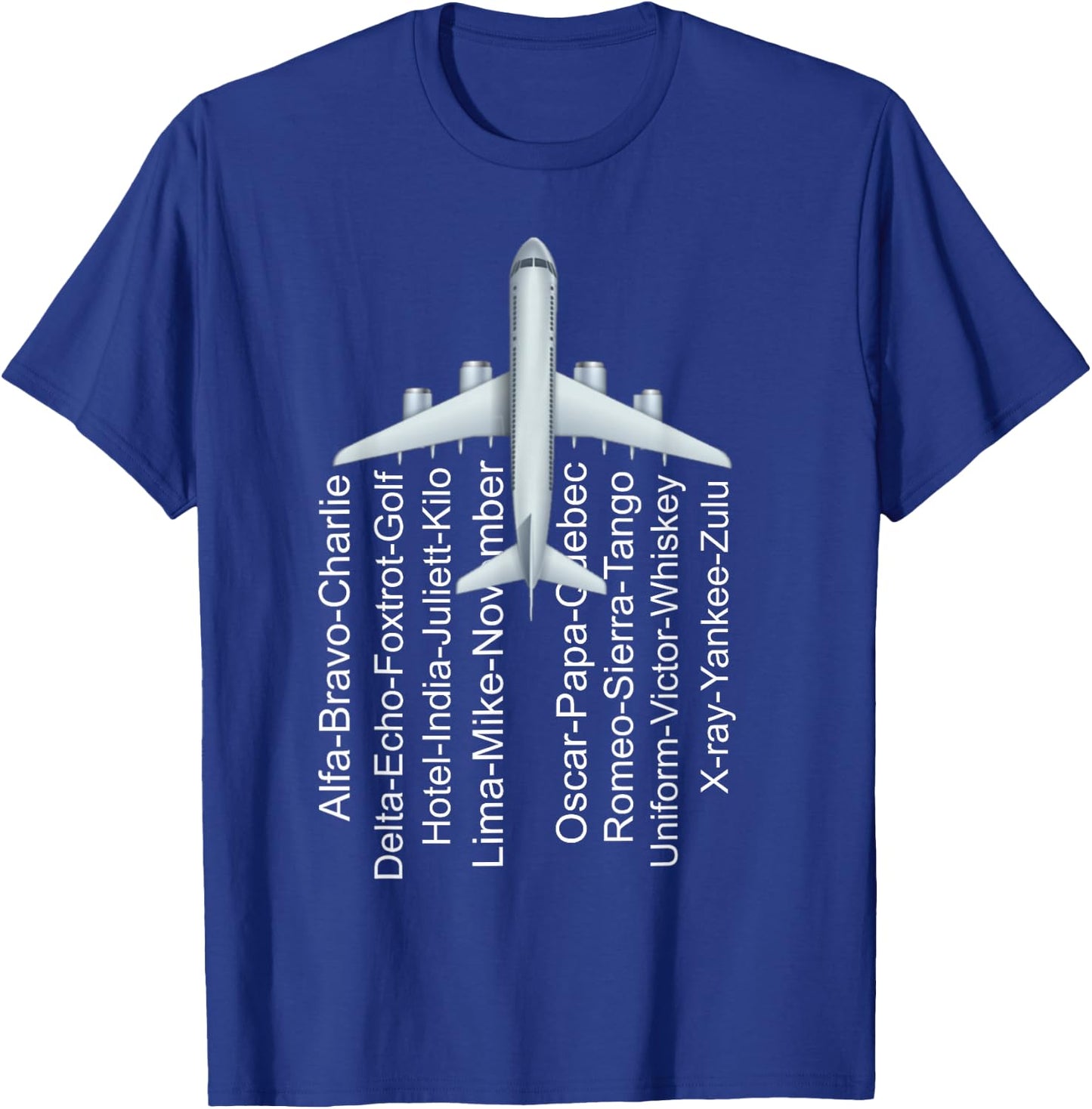 Phonetic Alphabet Pilot Airplane Funny Gift Plane Letters T-Shirt - T-Shirt | Royal