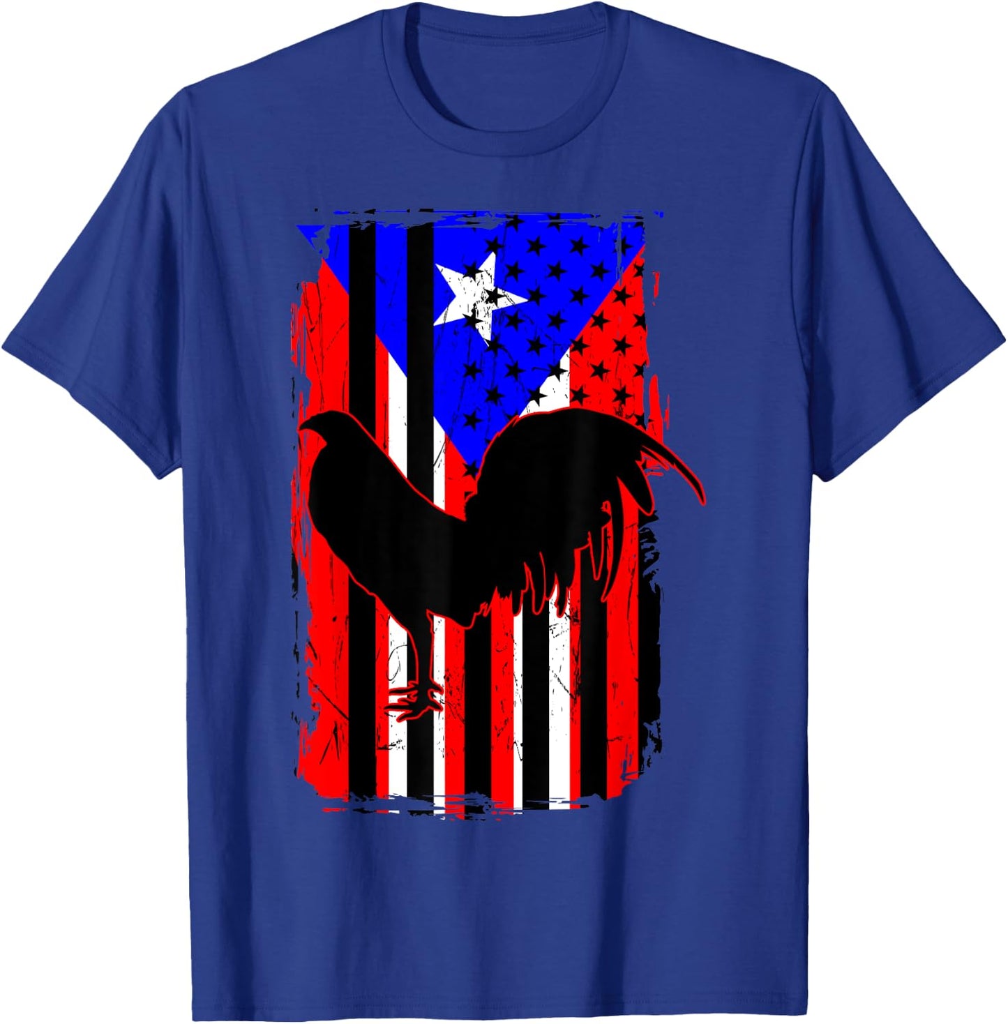 Rooster Puerto Rican Flag Gallo Bandera Boricua Boriken T-Shirt - T-Shirt | Royal