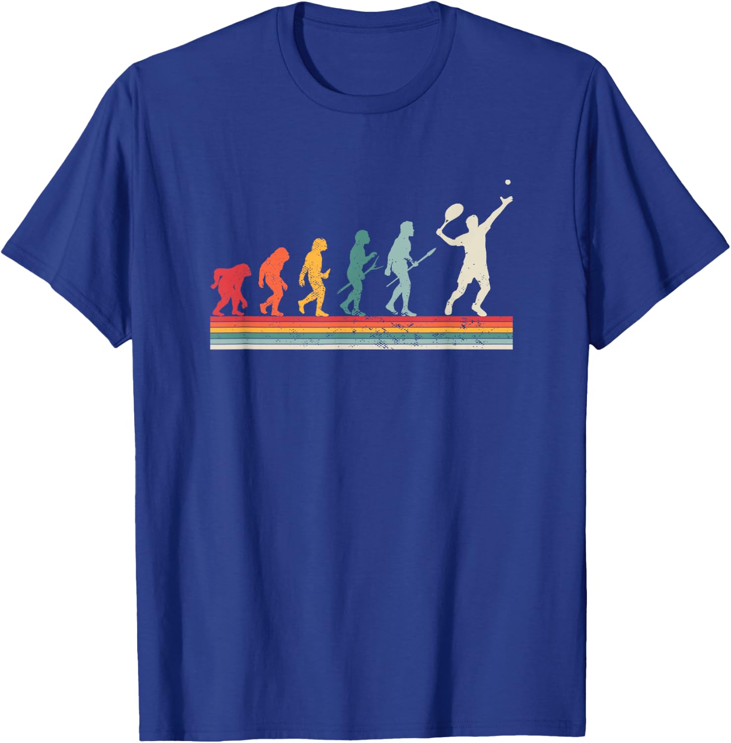 Human Evolution Tennis - Sport Game Vintage Tennis Player T-Shirt - T-Shirt | Royal