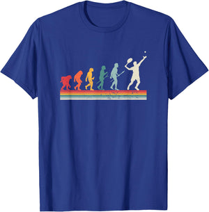 Human Evolution Tennis - Sport Game Vintage Tennis Player T-Shirt - T-Shirt | Royal
