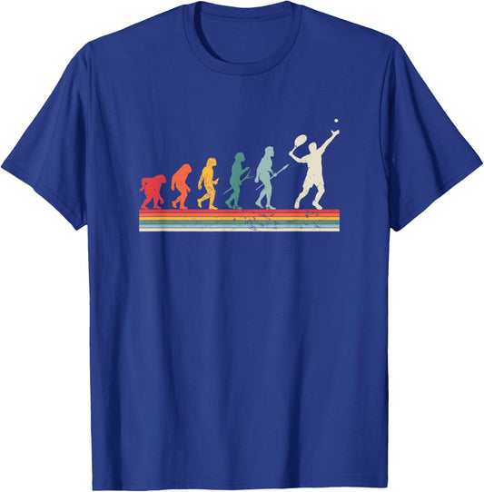 Human Evolution Tennis - Sport Game Vintage Tennis Player T-Shirt - T-Shirt | Royal