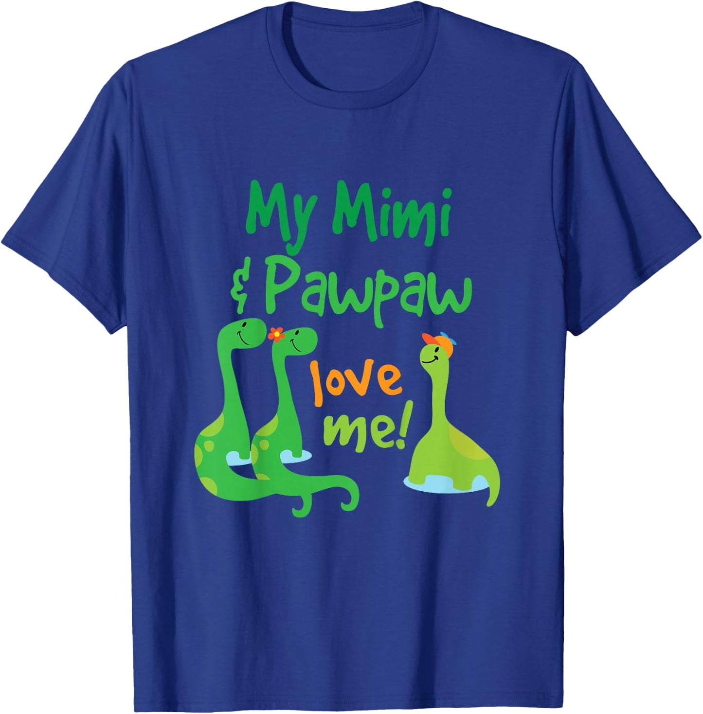 Kids Mimi and Pawpaw Love Me Dinosaur Grandson T-Shirt - T-Shirt | Royal