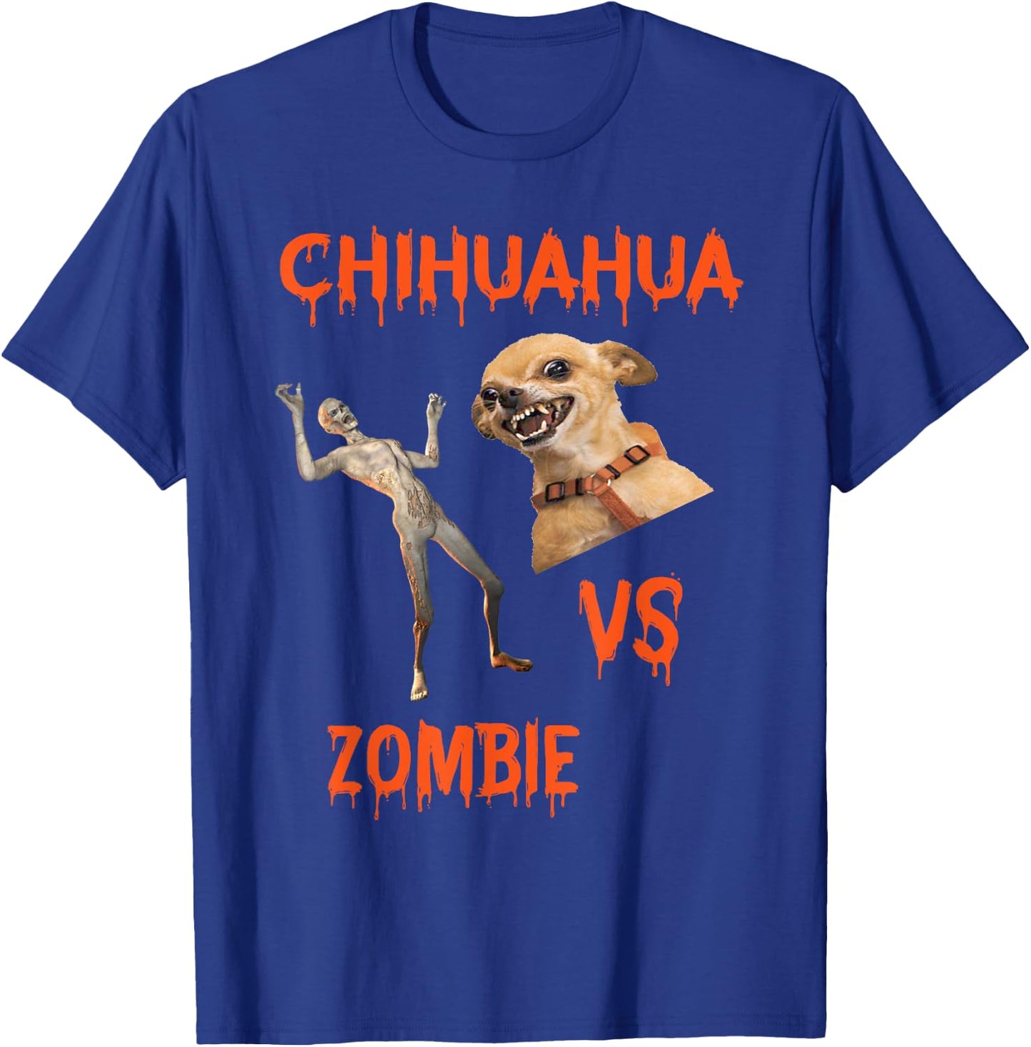 Zombie Vs. Chihuahua Humor T-Shirt - T-Shirt | Royal