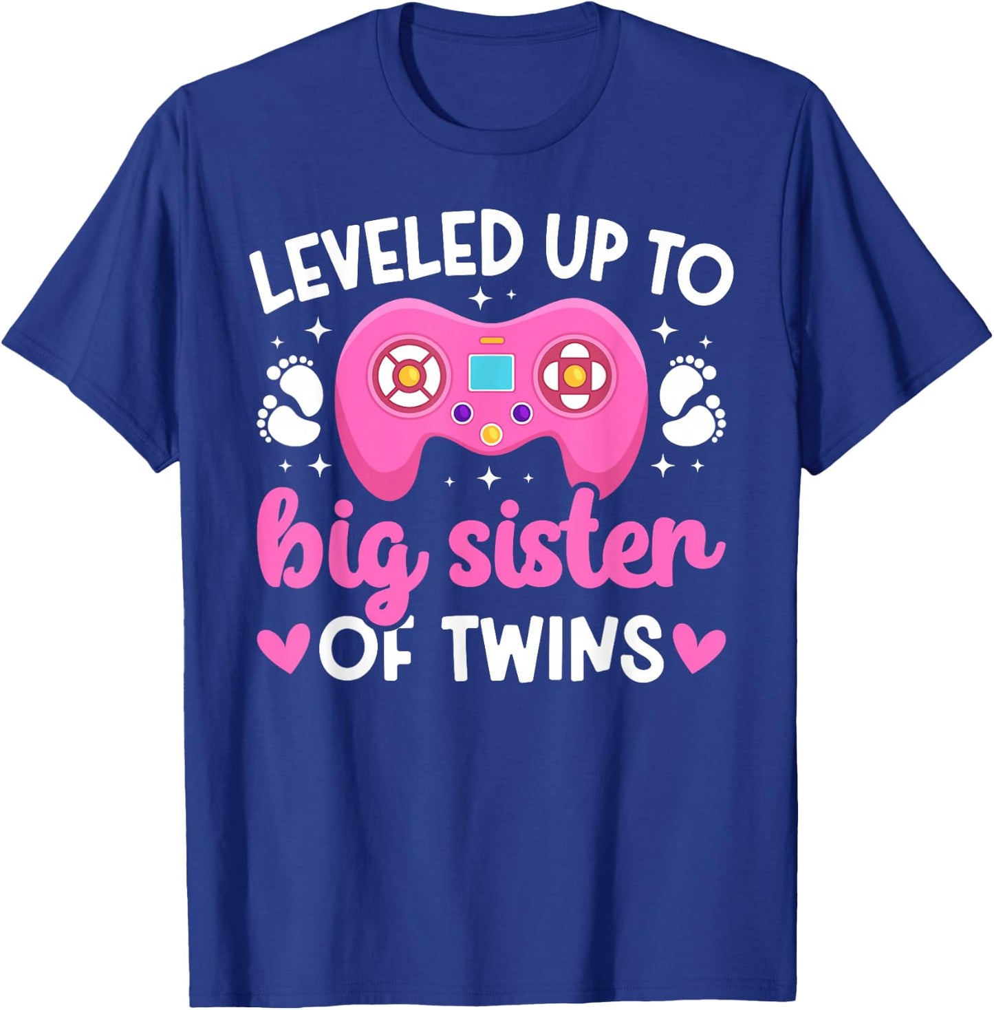 Leveled Up Promoted To Big Sister Of Twins T-Shirt - T-Shirt | Royal