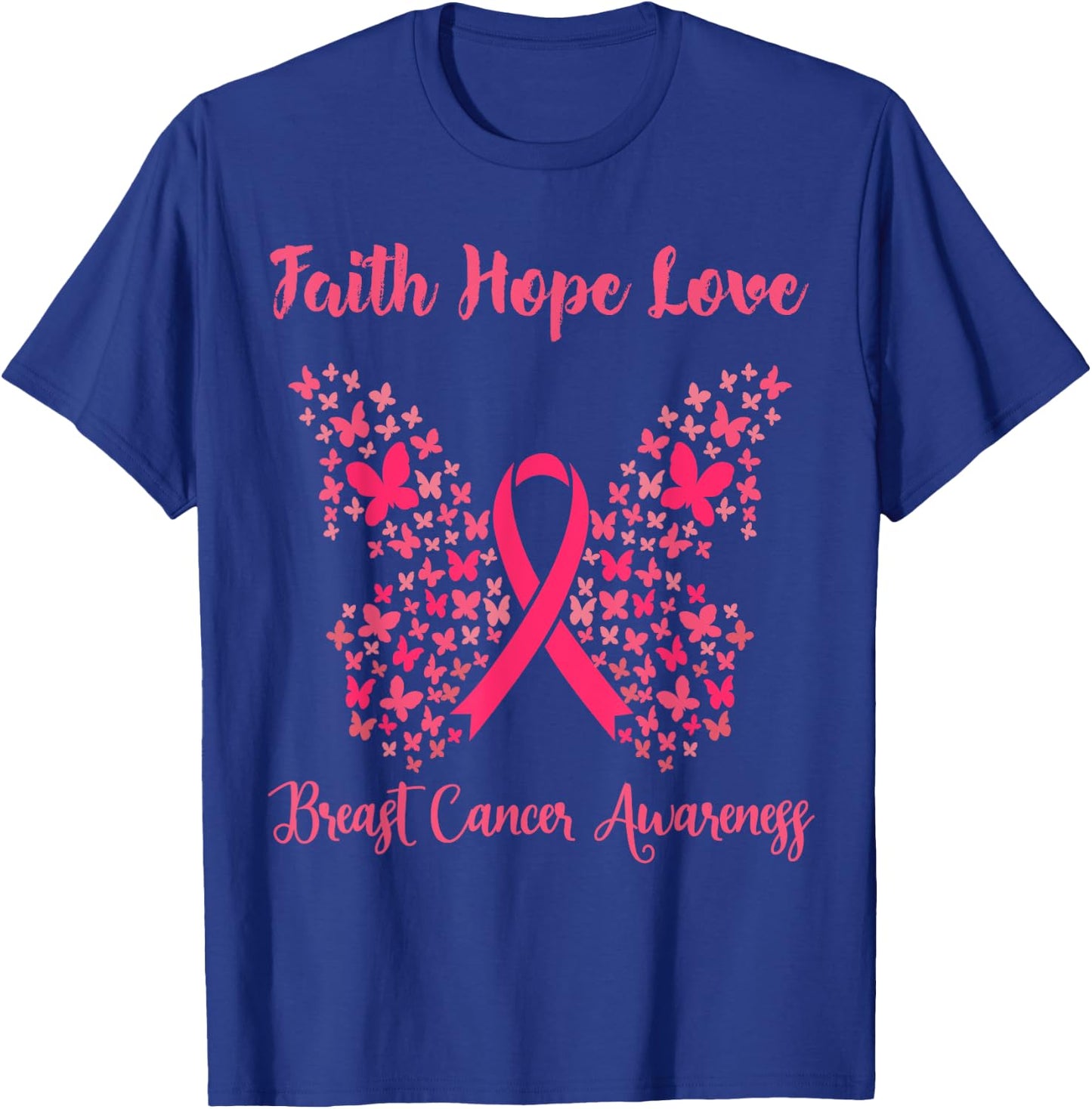 Women's Faith Hope Love Breast Cancer T-Shirt - T-Shirt | Royal