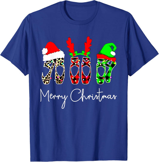 Ballet Dancer Ballerina Merry Christmas Xmas Pointe Shoe T-Shirt - T-Shirt | Royal