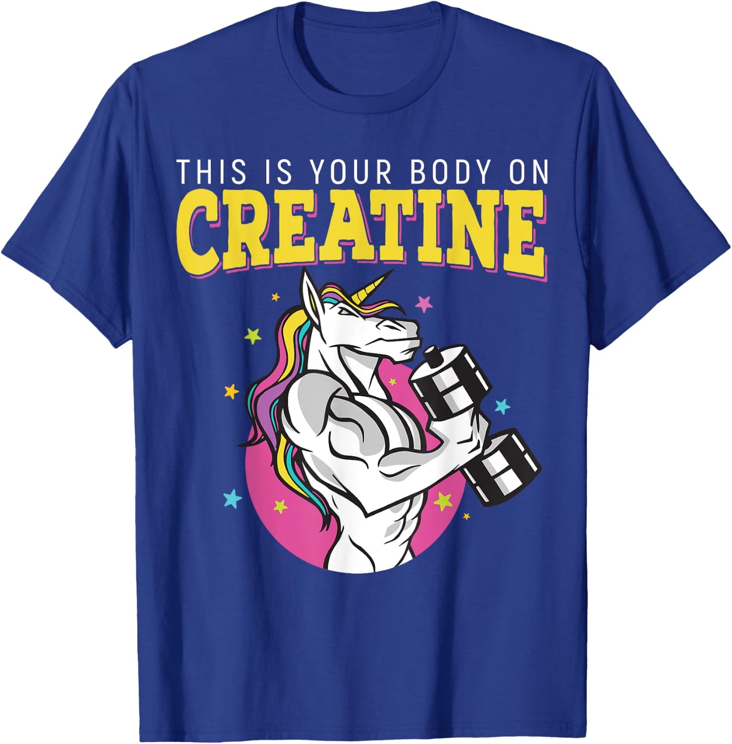 This Is Your Body On Creatine Gym Fitness Weightlifting T-Shirt - T-Shirt | Royal