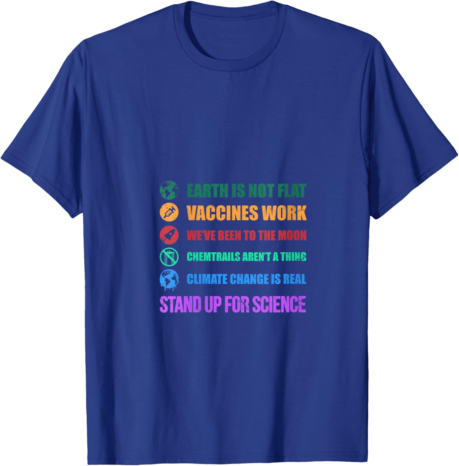 Women's Earth is Not Flat Stand up for Science V-Neck T-Shirt - T-Shirt | Royal