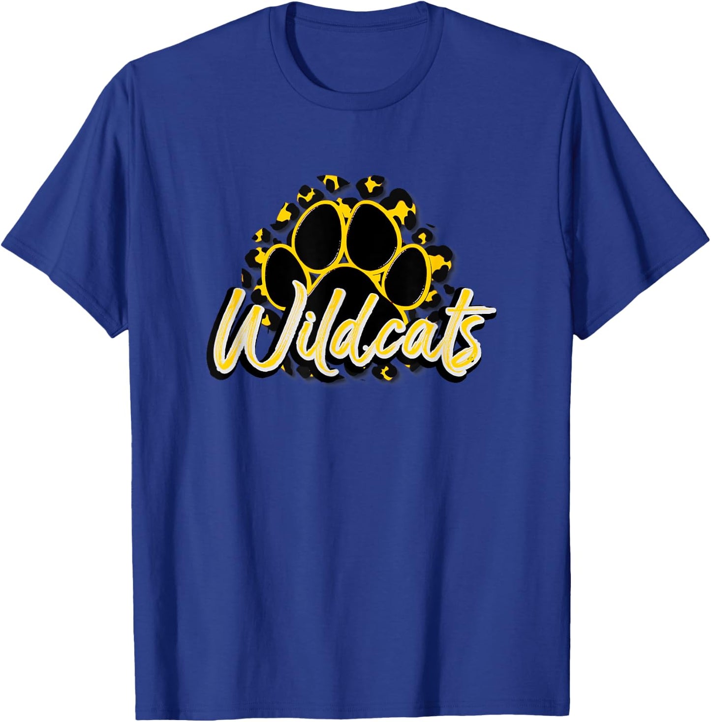 Wildcats Yellow Black Cheetah School Sports Fan Team Spirit T-Shirt - T-Shirt | Royal