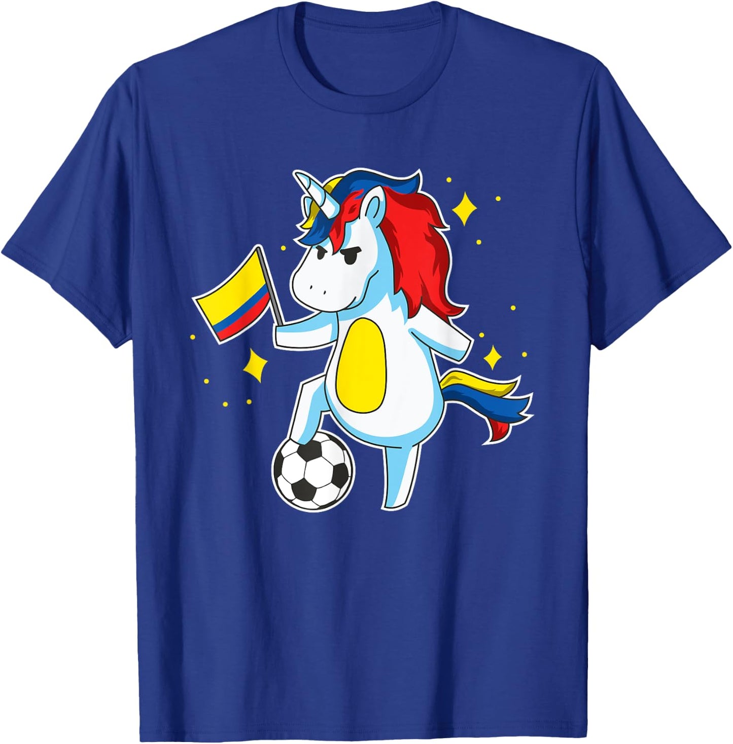 Soccer Unicorn Colombia Jersey Design Colombian Football T-Shirt - T-Shirt | Royal