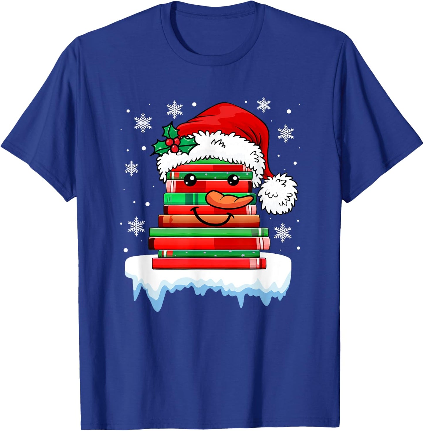 Librarian Book Santa Hat Reader Snow Pajamas Christmas T-Shirt - T-Shirt | Royal