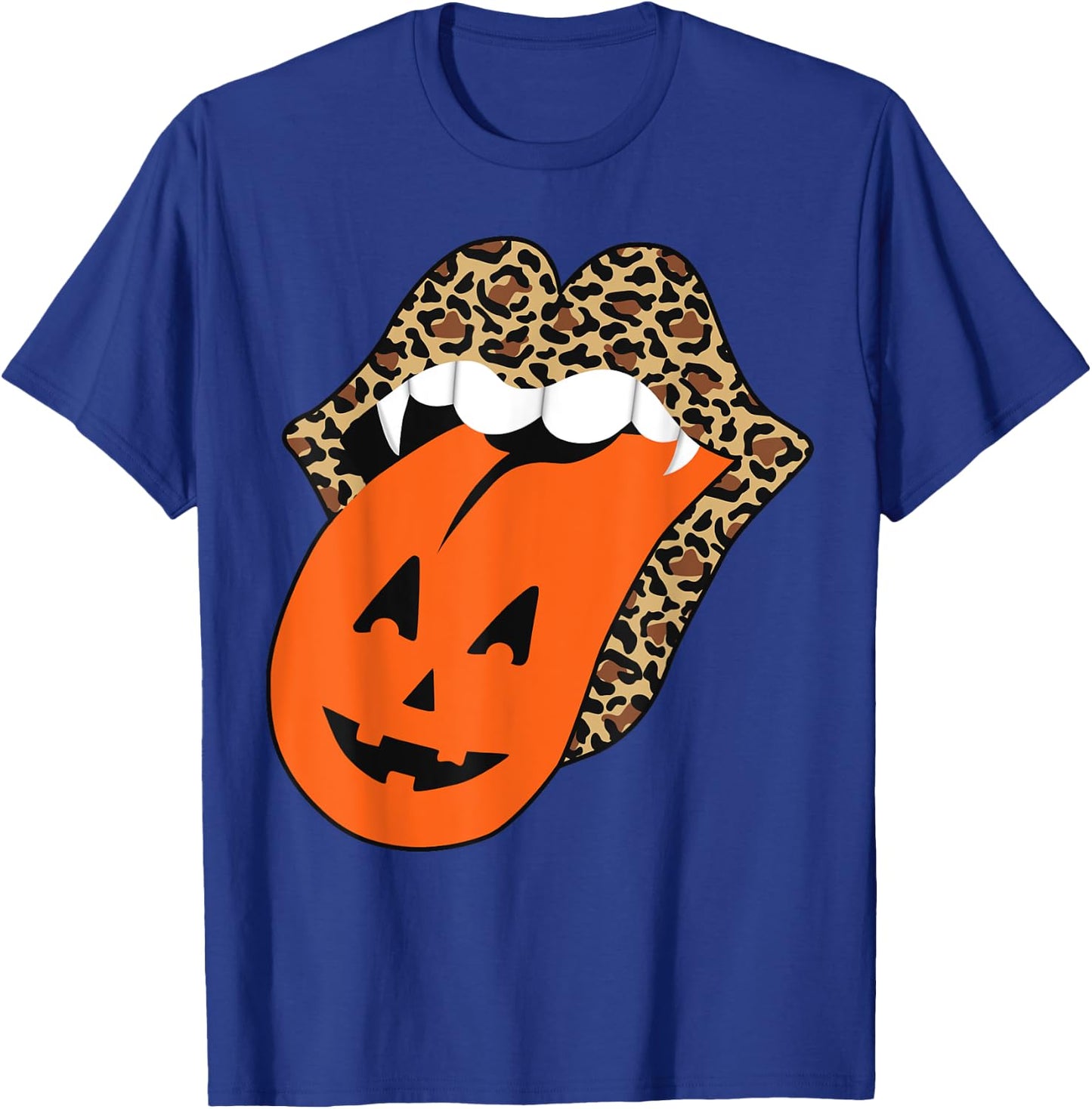 Leopard Lips Halloween Lips Vampire Mouth Pumpkin Tongue T-Shirt - T-Shirt | Royal