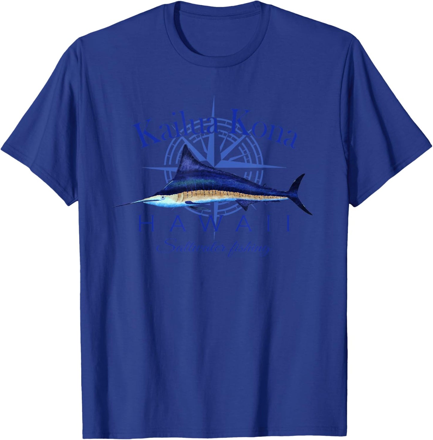 Kailua Kona Hawaii Sailfish Billfish Marlin Saltwater T-Shirt - T-Shirt | Royal