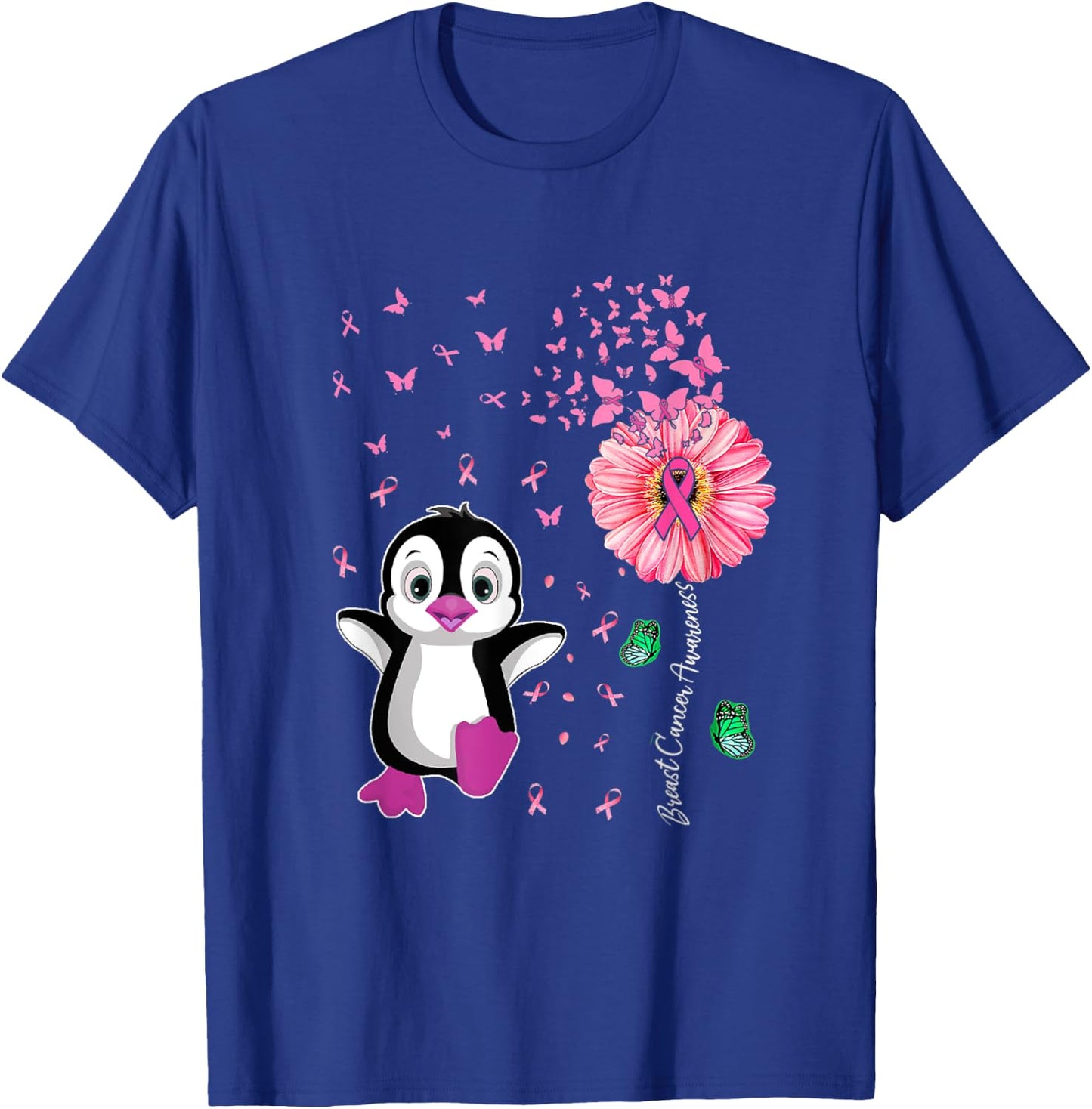 Penguin Pink Breast Cancer Awareness T-Shirt - T-Shirt | Royal