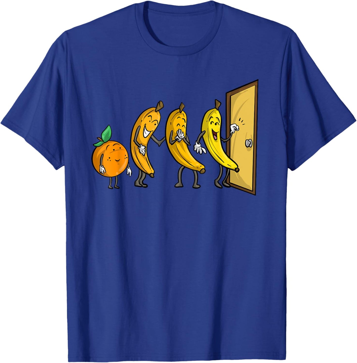 Funny Knock Knock 3 Bananas And Orange Cool Fruit Joke Gift T-Shirt - T-Shirt | Royal